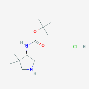 molecular formula C11H23ClN2O2 B6301052 (S)-(4,4-Dimethyl-pyrrolidin-3-yl)-carbamic acid t-butyl ester hydrochloride, 97% CAS No. 2097061-00-0