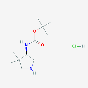 molecular formula C11H23ClN2O2 B6301059 (R)-(4,4-Dimethyl-pyrrolidin-3-yl)-carbamic acid t-butyl ester hydrochloride CAS No. 2097061-03-3