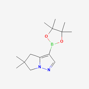 molecular formula C14H23BN2O2 B6301097 5,5-Dimethyl-3-(tetramethyl-1,3,2-dioxaborolan-2-yl)-4H,5H,6H-pyrrolo[1,2-b]pyrazole CAS No. 2057507-59-0
