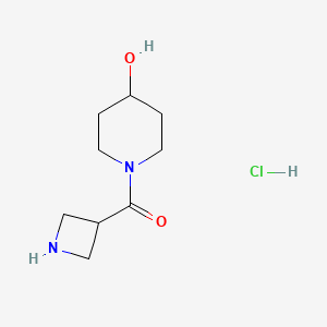 molecular formula C9H17ClN2O2 B6301136 1-(Azetidine-3-carbonyl)piperidin-4-ol hydrochloride CAS No. 2227204-99-9