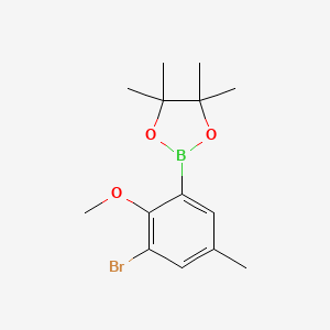 molecular formula C14H20BBrO3 B6301317 2-(3-溴-2-甲氧基-5-甲基苯基)-4,4,5,5-四甲基-1,3,2-二氧杂硼环丁烷 CAS No. 2121513-42-4