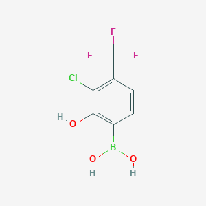 molecular formula C7H5BClF3O3 B6301460 3-Chloro-2-hydroxy-4-(trifluoromethyl)phenylboronic acid, 95% CAS No. 2121512-08-9