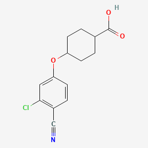 molecular formula C14H14ClNO3 B6301686 trans-4-(3-Chloro-4-cyano-phenoxy)cyclohexanecarboxylic acid CAS No. 2222114-60-3