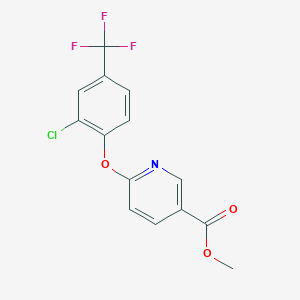 molecular formula C14H9ClF3NO3 B6301755 6-(2-Chloro-4-trifluoromethyl-phenoxy)-nicotinic acid methyl ester, 95% CAS No. 2089059-98-1
