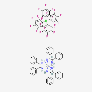 molecular formula C66H42BCoF20N6-4 B6301850 delta-Tris[(1S,2S)-1,2-diphenyl-1,2-ethanediamine]cobalt(III) chloride tetrakis(2,3,4,5,6-pentafluorophenyl)borate trihydrate SKJ-3 CAS No. 1867120-15-7