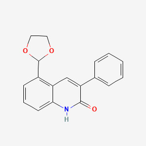 molecular formula C18H15NO3 B6301925 5-(1,3-Dioxolyl)-3-phenyl-1(H)-quinolin-2-one, 85% CAS No. 2301856-12-0