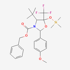 molecular formula C26H34F3NO5Si B6301954 2-(4-Methoxyphenyl)-4-(1-methylethyl)-5-trifluoromethyl-5-trimethylsiloxy-3-oxazolidinecarboxylic acid phenylmethyl ester, 90% CAS No. 2301850-83-7