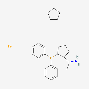 molecular formula C24H34FeNP B6302076 (R)-1-((S)-2-二苯基膦基)二茂铁基乙胺，97% CAS No. 607389-84-4