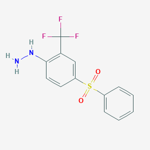 molecular formula C13H11F3N2O2S B6302077 4-(Phenylsulfonyl)-2-(trifluoromethyl)phenylhydrazine, 96% CAS No. 2301850-71-3