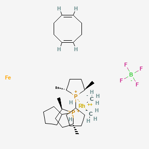 molecular formula C32H62BF4FeP2Rh+ B6302083 1,1'-Bis((2S,5S)-2,5-dimethylphospholano)ferrocene(cyclooctadiene)rhodium(I) tetrafluoroborate CAS No. 854920-90-4