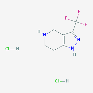 molecular formula C7H10Cl2F3N3 B6302128 4,5,6,7-Tetrahydro-3-(trifluoromethyl)-1H-pyrazolo[4,3-c]pyridine hydrochloride (1:2) CAS No. 2102410-08-0