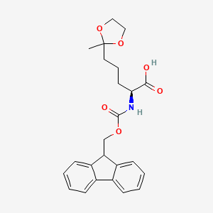 molecular formula C24H27NO6 B6302144 (S)-Fmoc-2-amino-5-(2-methyl-1,3-dioxolan-2-yl)-pentanoic acid CAS No. 1795781-13-3