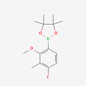 molecular formula C14H20BFO3 B6302284 2-(4-Fluoro-2-methoxy-3-methylphenyl)-4,4,5,5-tetramethyl-1,3,2-dioxaborolane CAS No. 2649471-83-8