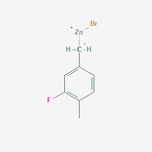 molecular formula C8H8BrFZn B6302370 3-Fluoro-4-methylbenzylzinc bromide, 0.50 M in THF CAS No. 1431937-74-4