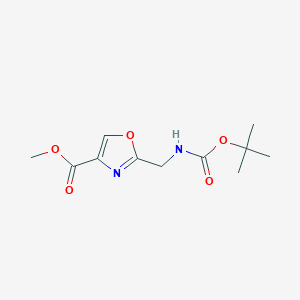 molecular formula C11H16N2O5 B063026 Methyl 2-((tert-butoxycarbonylamino)methyl)oxazole-4-carboxylate CAS No. 182120-89-4