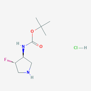 molecular formula C9H18ClFN2O2 B6302619 (3S,4S)-(4-Fluoro-pyrrolidin-3-yl)-carbamic acid t-butyl ester hydrochloride CAS No. 2097061-01-1