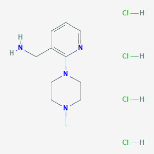 molecular formula C11H22Cl4N4 B6302720 1-[2-(4-Methylpiperazin-1-yl)pyridin-3-yl]methanamine tetrahydrochloride CAS No. 2199248-02-5