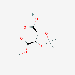 molecular formula C8H12O6 B6302875 (4R,5R)-5-(Methoxycarbonyl)-2,2-dimethyl-1,3-dioxolane-4-carboxylic acid, 96%, ee 98.5% CAS No. 67812-33-3
