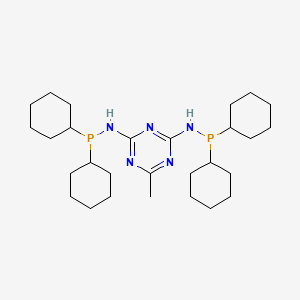 molecular formula C28H49N5P2 B6303534 N2,N4-Bis(dicyclohexylphosphino)-6-methyl-1,3,5-triazine-2,4-diamine CAS No. 1820881-87-5