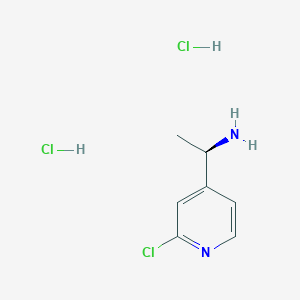 molecular formula C7H11Cl3N2 B6303776 (R)-2-Chloro-4-(1-amino)ethylpyridine dihydrochloride;  97% CAS No. 1391443-90-5