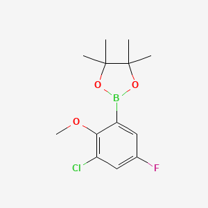 molecular formula C13H17BClFO3 B6303933 3-Chloro-5-fluoro-2-methoxyphenylboronic acid pinacol ester CAS No. 2121514-87-0