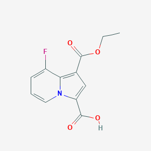 molecular formula C12H10FNO4 B6303944 1-(Ethoxycarbonyl)-8-fluoroindolizine-3-carboxylic acid CAS No. 2177259-25-3