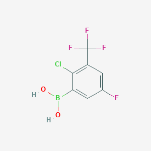 molecular formula C7H4BClF4O2 B6304174 2-Chloro-5-fluoro-3-(trifluoromethyl)phenylboronic acid, 95% CAS No. 2121513-70-8