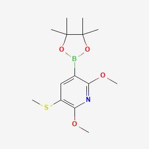 molecular formula C14H22BNO4S B6304438 2,6-Dimethoxy-5-(methylthio)pyridine-3-boronic acid pinacol ester CAS No. 2121513-29-7