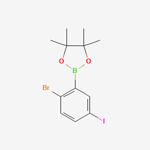 molecular formula C12H15BBrIO2 B6304460 2-Bromo-5-iodophenylboronic acid pinacol ester CAS No. 2121512-32-9