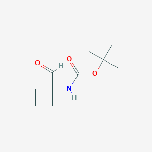 molecular formula C10H17NO3 B063045 tert-Butyl (1-formylcyclobutyl)carbamate CAS No. 163554-55-0