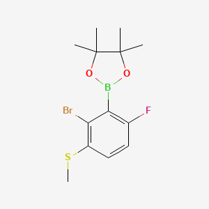 molecular formula C13H17BBrFO2S B6304547 2-Bromo-6-fluoro-3-(methylthio)phenylboronic acid pinacol ester CAS No. 2121512-00-1