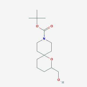 molecular formula C15H27NO4 B6304694 t-Butyl 2-(hydroxymethyl)-1-oxa-9-azaspiro[5.5]undecane-9-carboxylate CAS No. 2177264-71-8