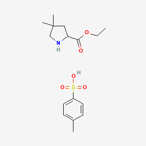 molecular formula C16H25NO5S B6304793 4,4-Dimethyl-pyrrolidine-2-carboxylic acid ethyl ester tosylate CAS No. 1965308-73-9