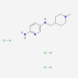 molecular formula C12H23Cl3N4 B6304800 N5-(1-methyl-piperidin-4-ylmethyl)-pyridine-2,5-diamine trihydrochloride CAS No. 1965310-41-1