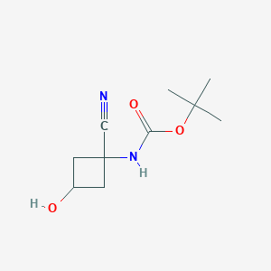 molecular formula C10H16N2O3 B6304950 t-Butyl N-(1-cyano-3-hydroxy-cyclobutyl)carbamate CAS No. 2091531-88-1