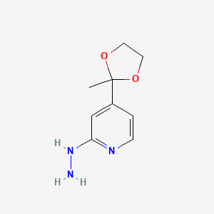 molecular formula C9H13N3O2 B6305059 2-Hydrazinyl-4-(2-methyl-1,3-dioxolan-2-yl)pyridine CAS No. 80882-43-5