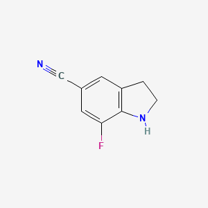 molecular formula C9H7FN2 B6305187 7-Fluoroindoline-5-carbonitrile CAS No. 2092093-99-5