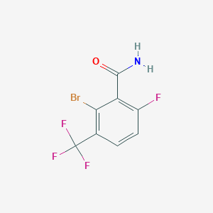 molecular formula C8H4BrF4NO B6305236 2-Bromo-6-fluoro-3-(trifluoromethyl)benzamide CAS No. 2091605-54-6