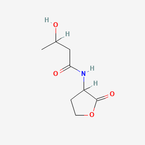 molecular formula C8H13NO4 B6305652 3-羟基丁酰-DL-高丝氨酸内酯，min. 98% (3-OH-C4-DL-Hsl) CAS No. 912545-51-8