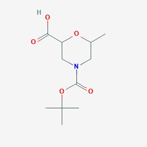 molecular formula C11H19NO5 B6306225 4-(t-Butoxycarbonyl)-6-methylmorpholine-2-carboxylic acid CAS No. 1824344-37-7