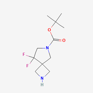 molecular formula C11H18F2N2O2 B6306330 t-Butyl 8,8-difluoro-2,6-diazaspiro[3.4]octane-6-carboxylate, 95% CAS No. 1251000-89-1