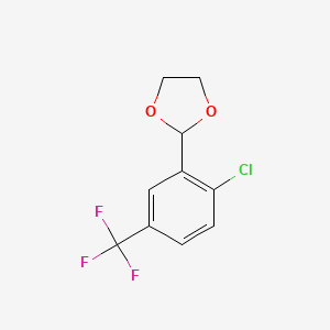 molecular formula C10H8ClF3O2 B6306370 2-[2-Chloro-5-(trifluoromethyl)phenyl]-1,3-dioxolane CAS No. 773102-61-7