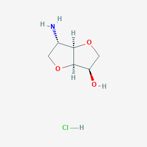 molecular formula C6H12ClNO3 B6306642 (3R,3AR,6S,6aR)-6-aminohexahydrofuro[3,2-b]furan-3-ol hydrochloride, 95% CAS No. 81702-33-2