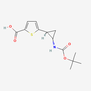 molecular formula C13H17NO4S B6306679 5-[反式-2-(叔丁氧羰基氨基)环丙基]噻吩-2-羧酸 CAS No. 2092435-93-1