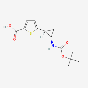 molecular formula C13H17NO4S B6306679 5-[trans-2-{[(tert-Butoxy)carbonyl]amino}cyclopropyl]thiophene-2-carboxylic acid CAS No. 2092435-93-1