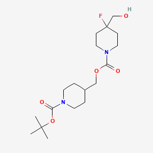 molecular formula C18H31FN2O5 B6306680 {1-[(t-Butoxy)carbonyl]piperidin-4-yl}methyl 4-fluoro-4-(hydroxymethyl)piperidine-1-carboxylate CAS No. 2173112-50-8