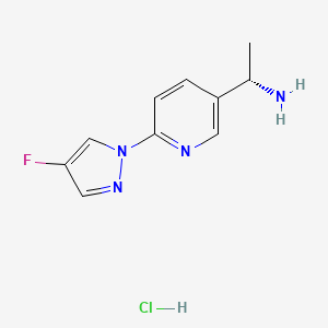 molecular formula C10H12ClFN4 B6306886 (1S)-1-[6-(4-Fluoropyrazol-1-yl)-3-pyridyl]ethanamine hydrochloride CAS No. 2097133-17-8