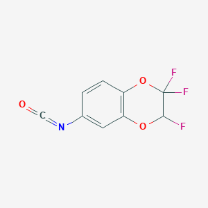 molecular formula C9H4F3NO3 B6306980 2,2,3-Trifluoro-6-isocyanato-1,4-benzodioxane, 92% CAS No. 75289-34-8