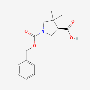 molecular formula C15H19NO4 B6307088 (R)-1-Cbz-4,4-Dimethyl-pyrrolidine-3-carboxylic acid CAS No. 2089389-02-4