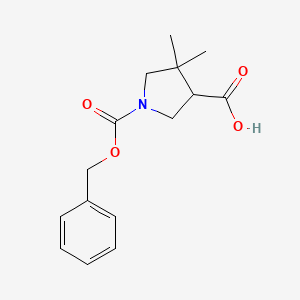 molecular formula C15H19NO4 B6307091 1-Cbz-4,4-Dimethyl-pyrrolidine-3-carboxylic acid CAS No. 2089381-17-7